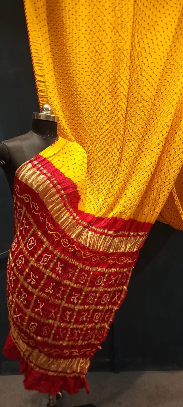 Pure gaji silk color bandhej saree.. - Image 9