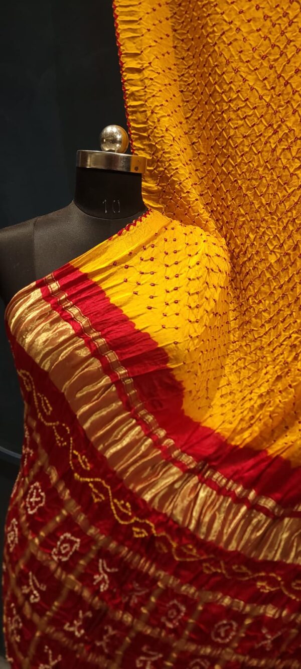 Pure gaji silk color bandhej saree.. - Image 10