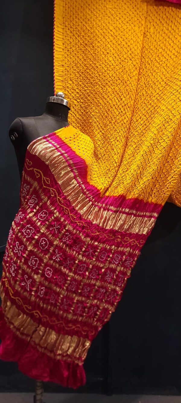 Pure gaji silk color bandhej saree..