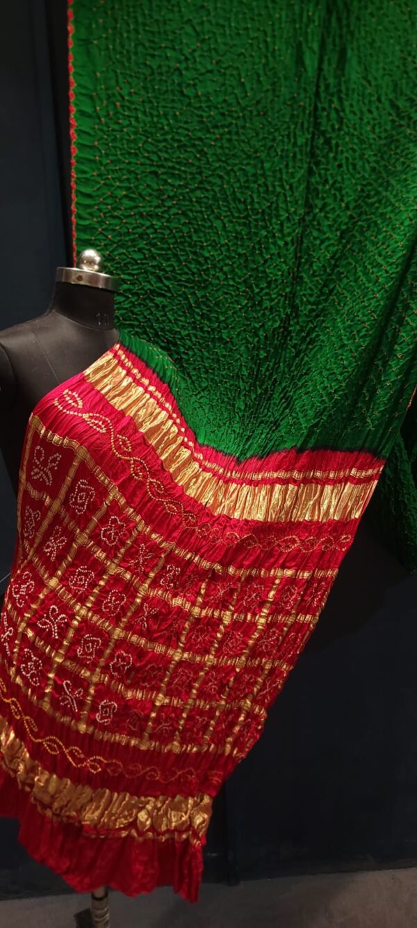 Pure gaji silk color bandhej saree.. - Image 4