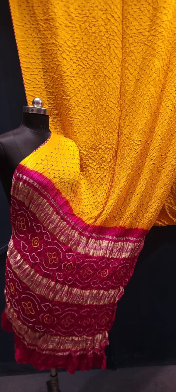 Pure gaji silk color bandhej saree.. - Image 3