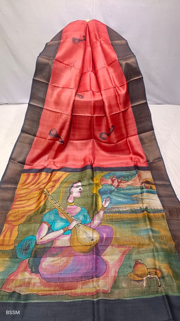 Hand painted tussar sarees. - Image 11