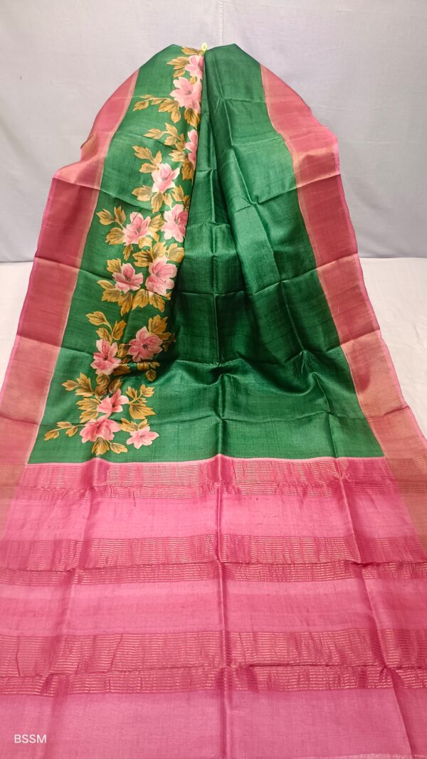 Hand painted tussar sarees. - Image 8