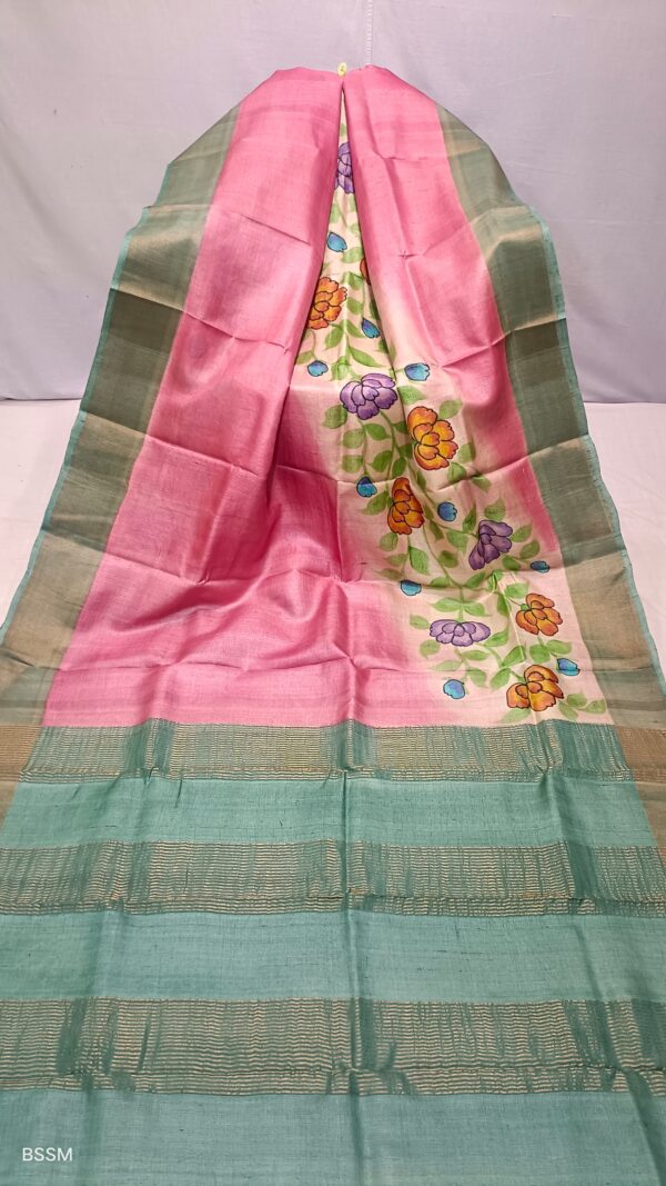 Hand painted tussar sarees. - Image 10