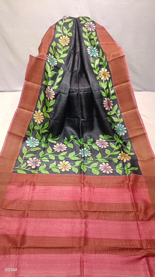 Hand painted tussar sarees. - Image 6