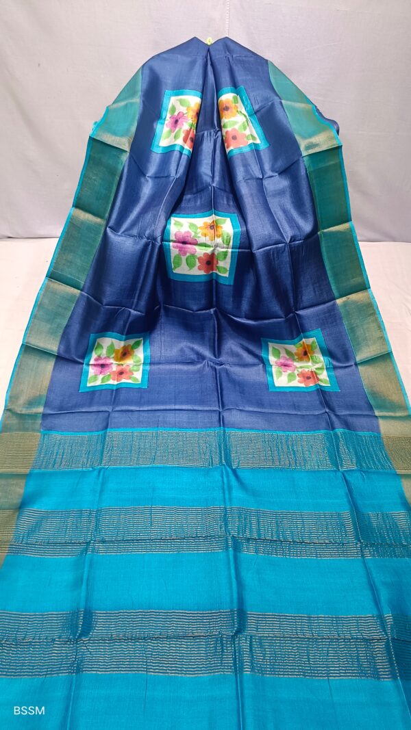 Hand painted tussar sarees. - Image 5