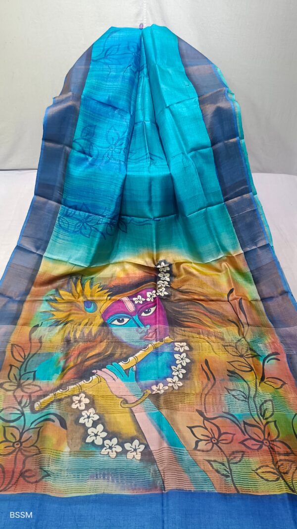 Hand painted tussar sarees. - Image 4